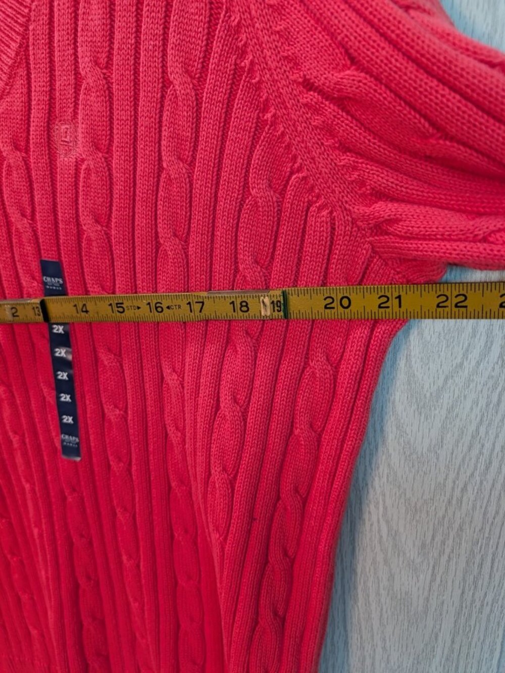 Chaps Classics V Neck Cable Knit Pullover Sweater Womens Sz 2x 2XL Pink - Picture 5 of 6